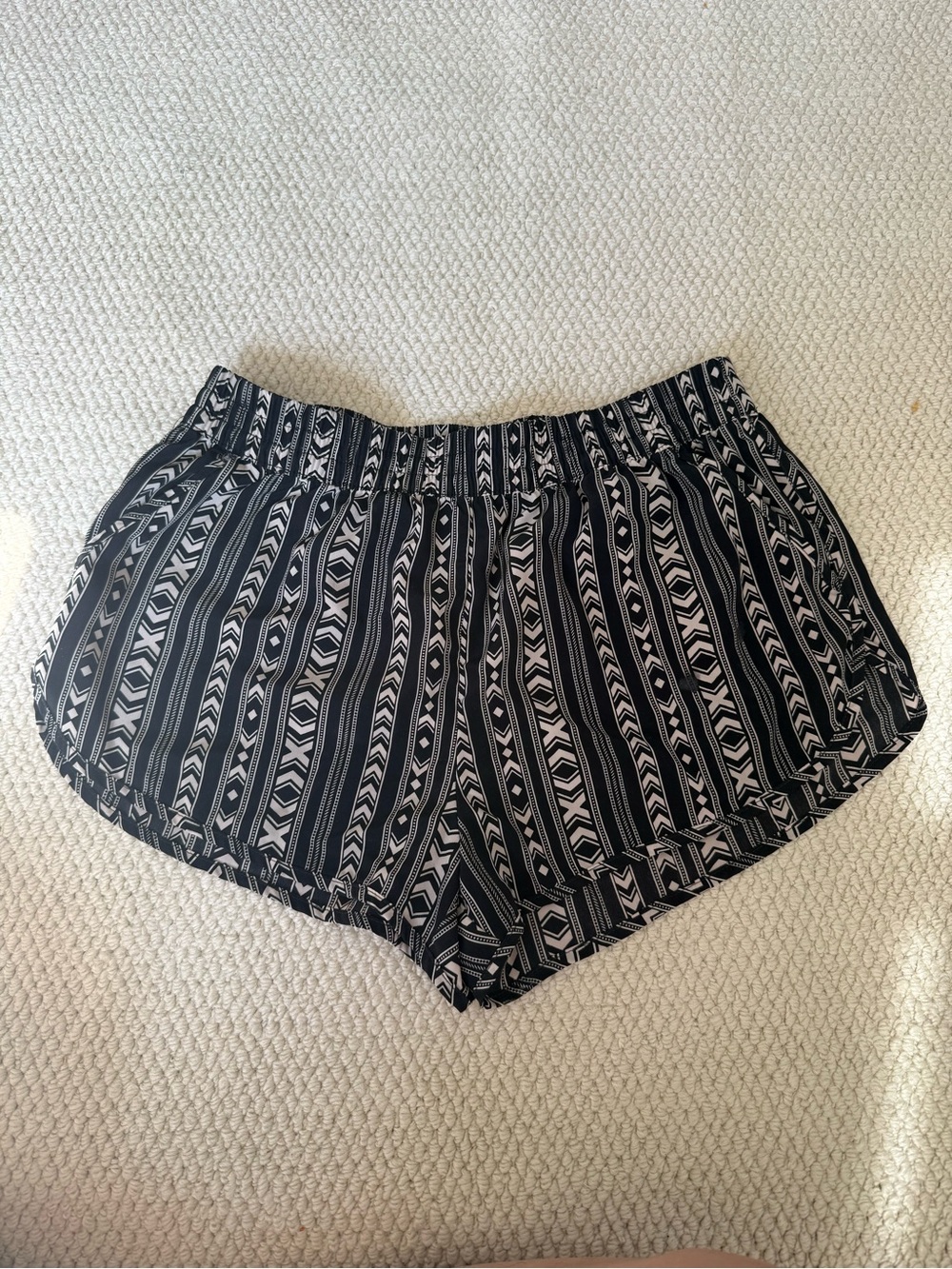 Forever 21 Black and White Aztec Stripe Athletic Shorts